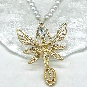 Glorious Angel Crystal Ball Ethereal Fairy Magic Fantasy Heavenly Pearl Necklace